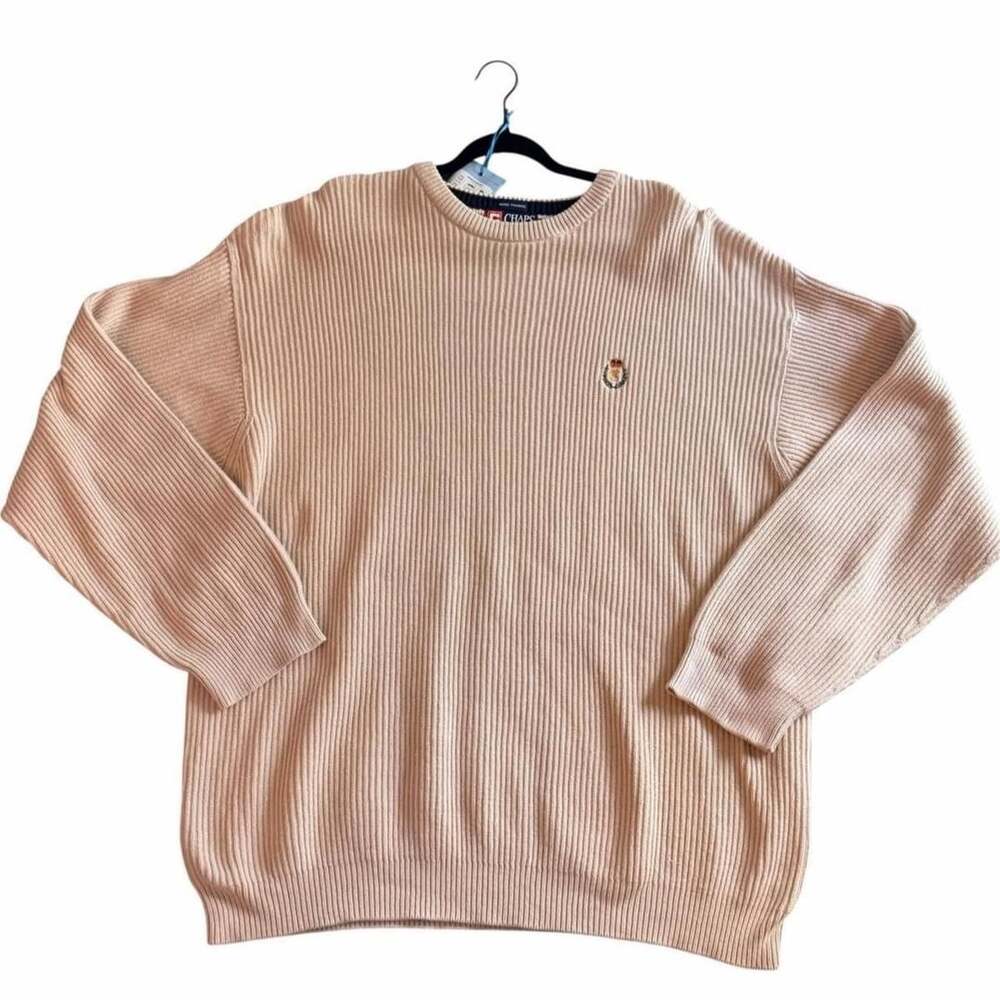 Chaps Ralph Lauren Ribbed Sweater Size 3XLT Cream Cotton Crest